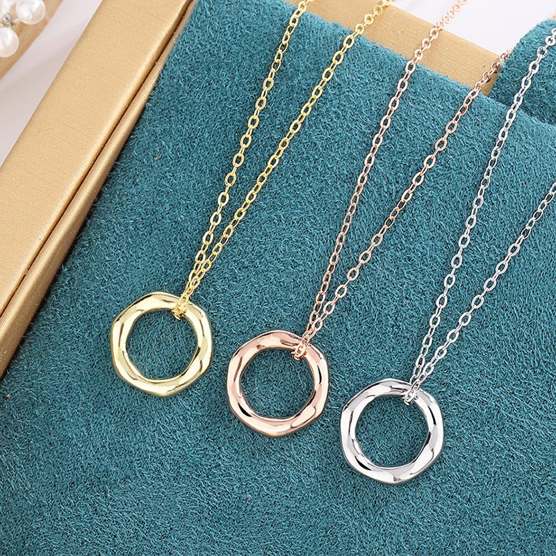 999 Sterling Silver Fashion Minimalist Geometric Ring Clavicle Chain Necklace Female Silver Chain One Piece Jewelry